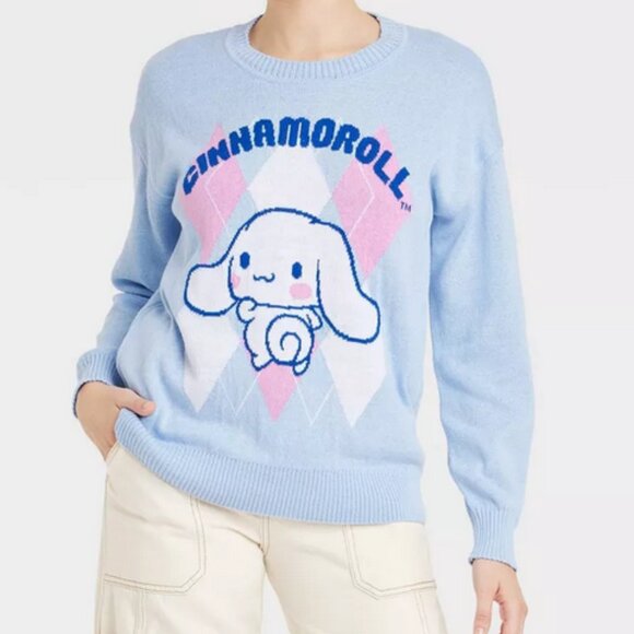 Cinnamoroll Jacquard Knit Argyle Sweater Sanrio Hello Kitty Sz 1X - Picture 1 of 13